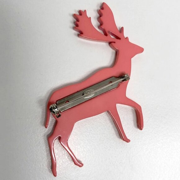 CHANEL CC Logos Pink Reindeer Brooch Silver Tone Pin 01A Auth #0327 - Picture 5 of 8